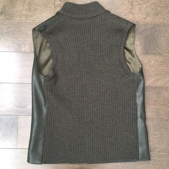 🍁 Dark Olive Green Leather & Knit Vest - Picture 5 of 5
